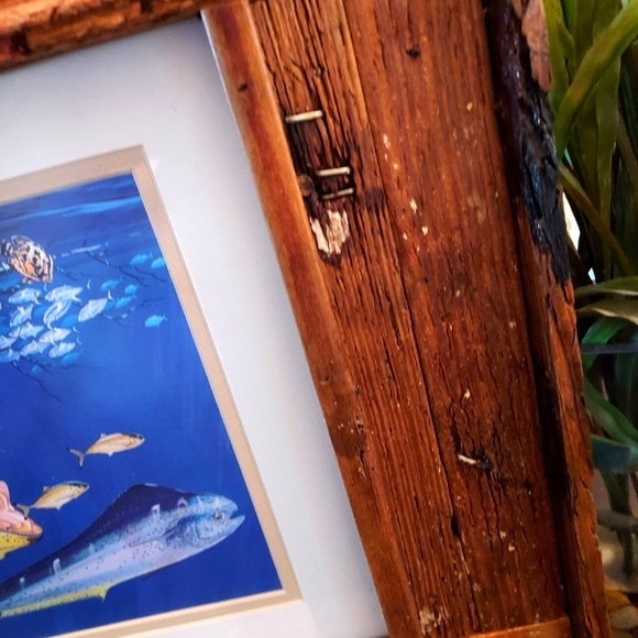 Guy Harvey's Wild Mahi Rustic Framed Signed Print w Glare Resistant Glass/ 2000. - Picture 8 of 13